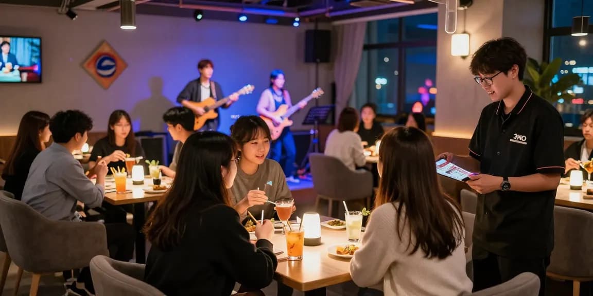 인천쓰리노에서 즐거운 순간을 공유하는 고객들과 친절한 직원의 모습