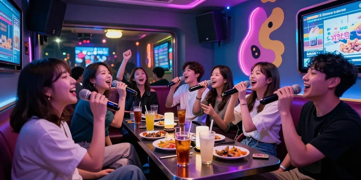 제주유흥에서 즐거운 노래방에서 친구들과 즐기는 모습