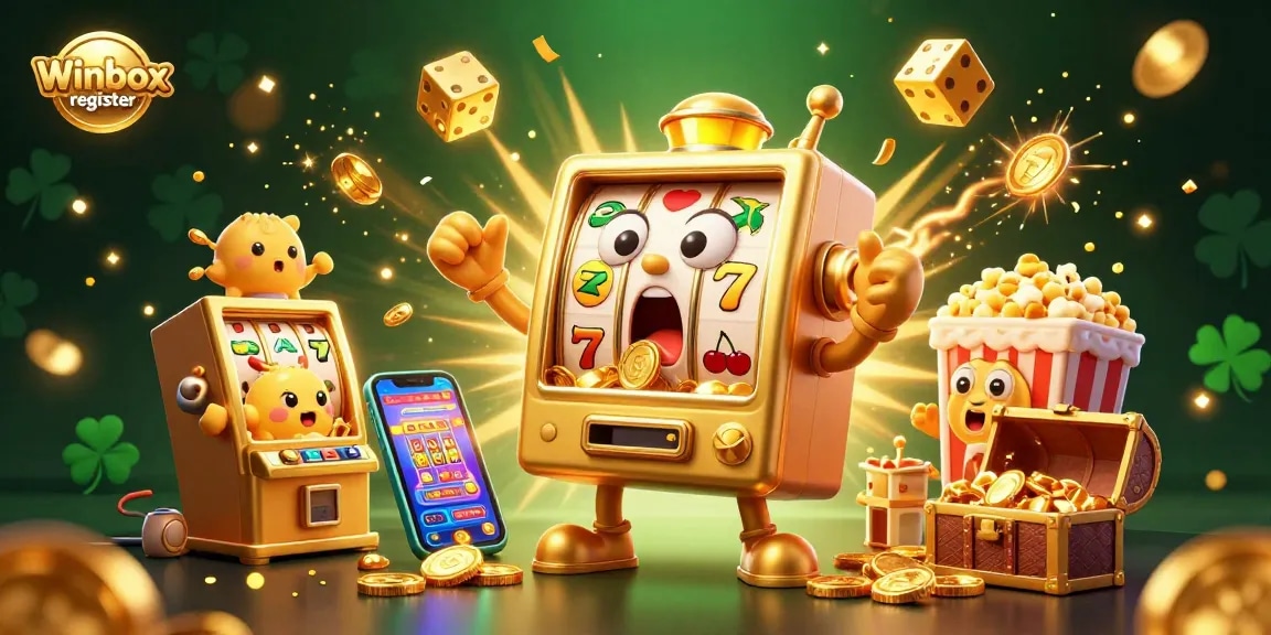 Celebrate wins with the Winbox register golden slot machine and dynamic casino graphics.
