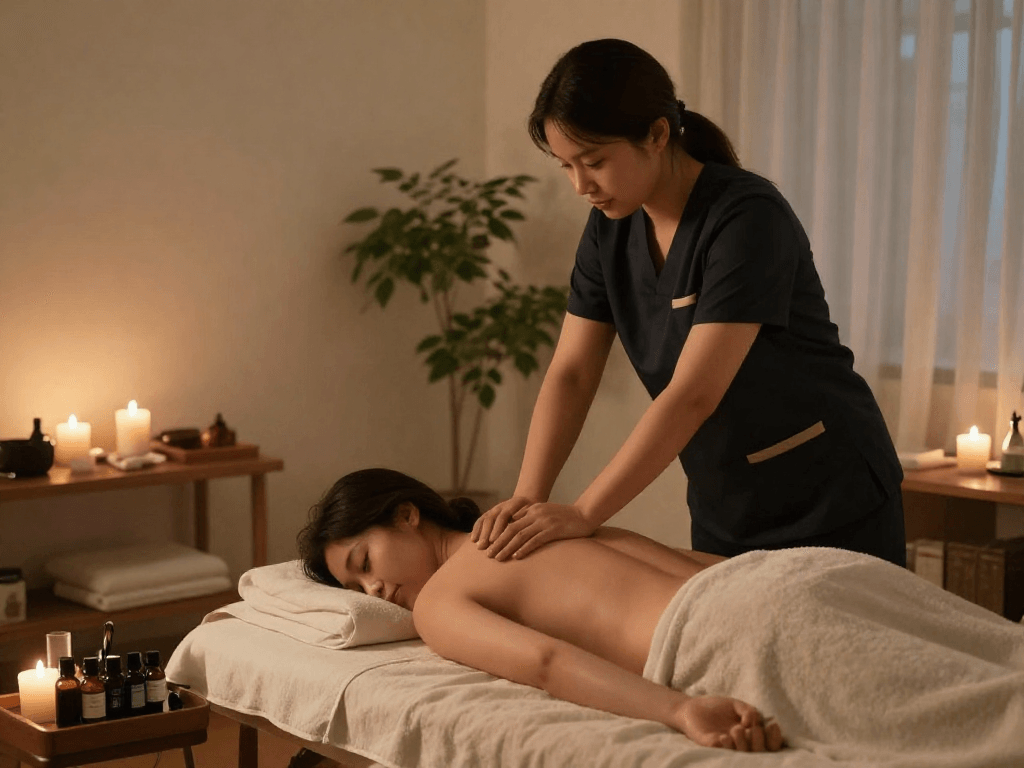 Experience a rejuvenating 서울출장마사지 in a serene home environment, enhancing relaxation with aromatherapy.