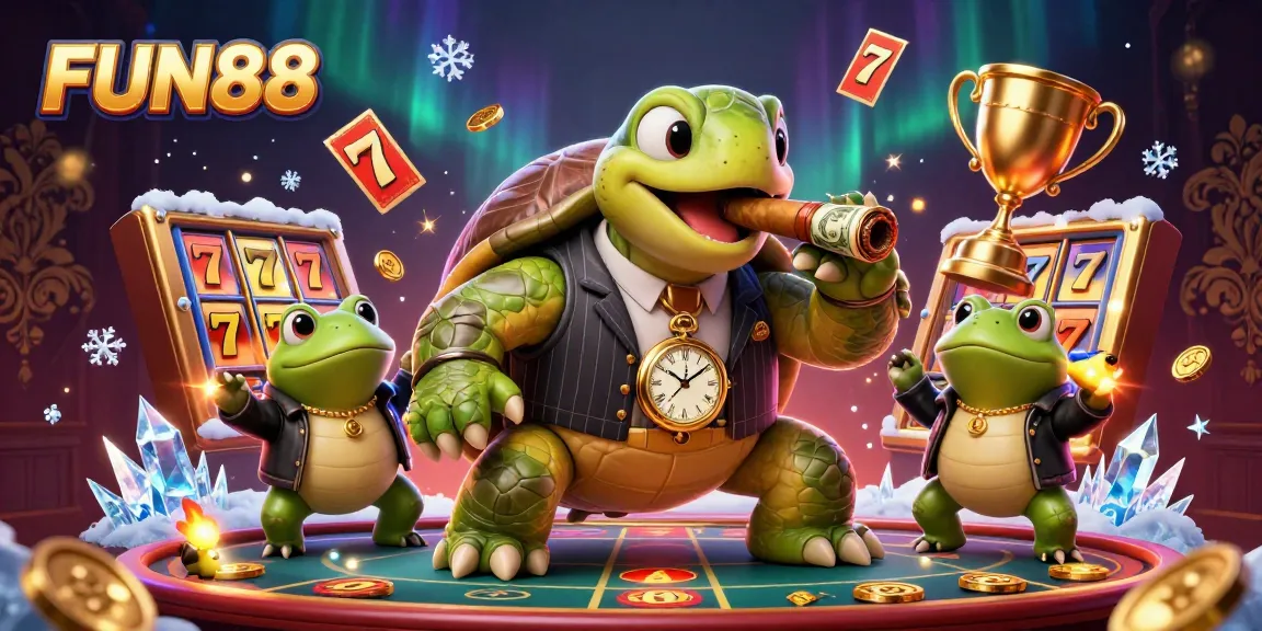 Experience FUN88 with a detailed scene featuring characters and dynamic casino gaming elements.