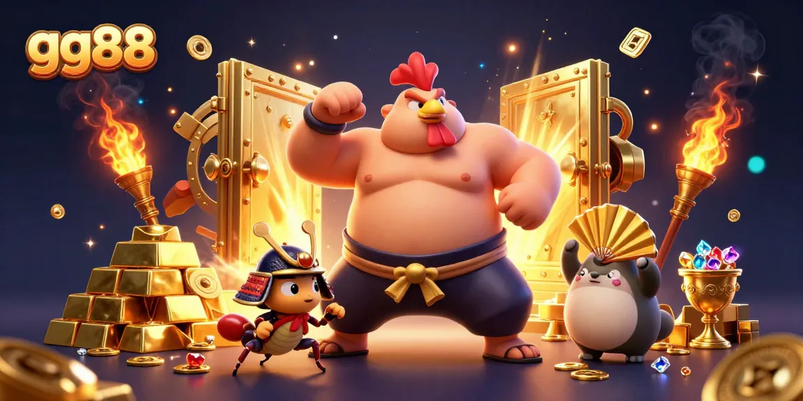 Engage with thrilling gaming action at GG88 featuring vibrant casino elements and iconic characters.
