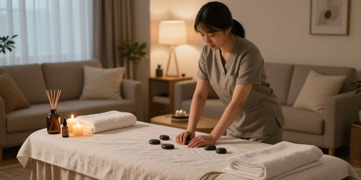 Providing premium 부평출장마사지 in a calming home environment with a Korean therapist and soothing decor.