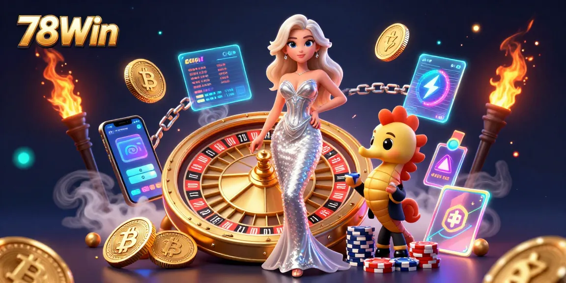 Engage with top-tier betting strategies at 78Win, showcasing vibrant casino elements and rich 3D details.