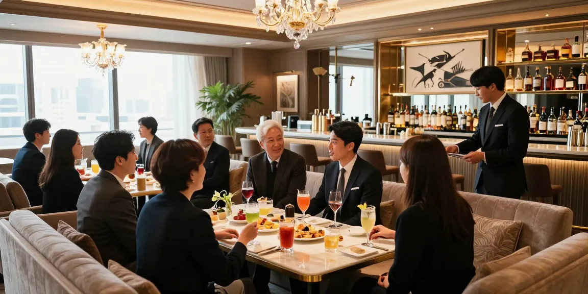 강남구구단 쩜오의 고급스러운 개인 룸에서 비즈니스 접대와 프라이빗한 분위기를 즐기는 모습