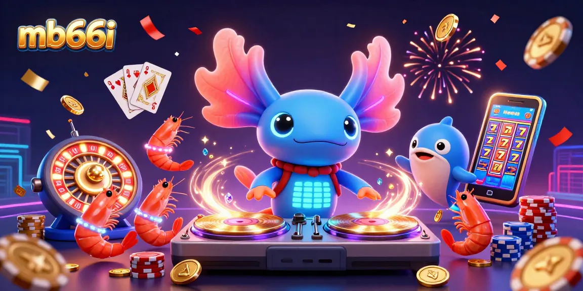 Experience vibrant gameplay with mb66i featuring a neon axolotl DJ and dynamic casino scenes.