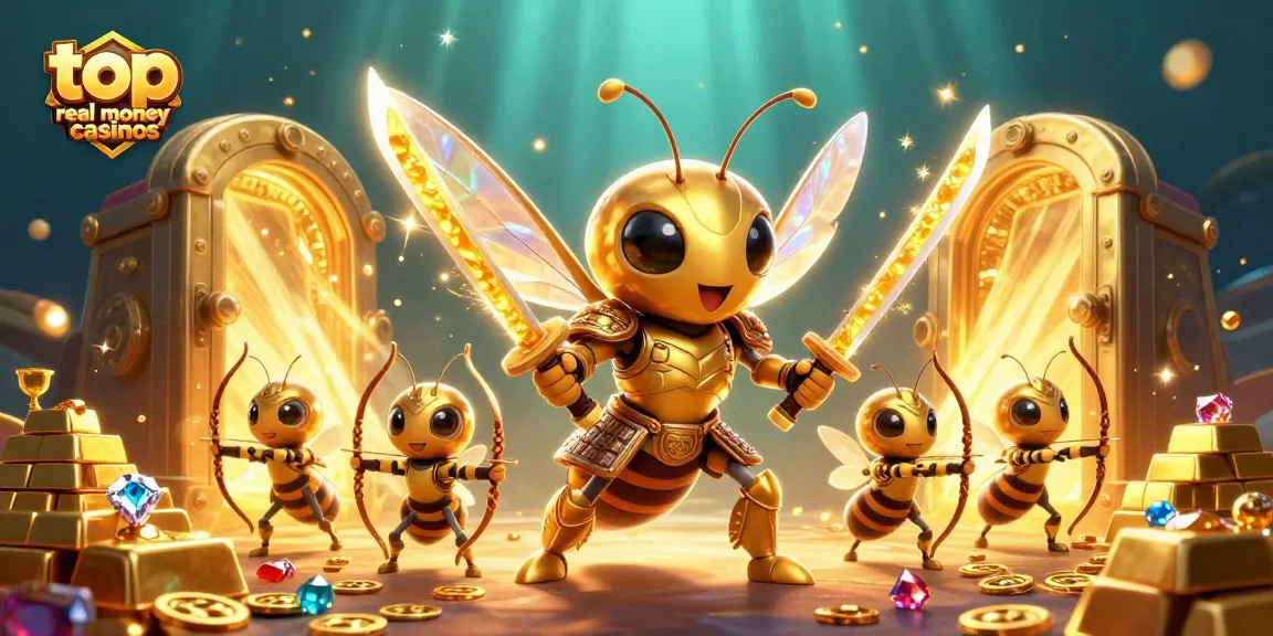 Engage with the top real money casinos in a vibrant 3D fantasy with glittering treasures and energetic characters.